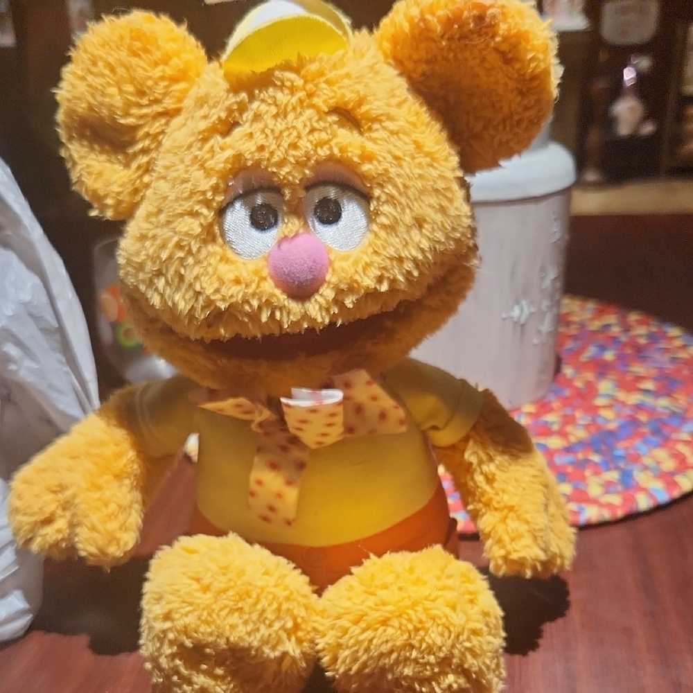 Yellow and Orange Fluffy Stuffed Animal Toy